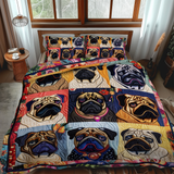Set di Biancheria da Letto in 3 Pezzi per Adorabili Cuccioli di Pug