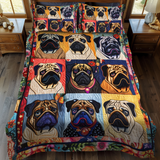 Set di Biancheria da Letto in 3 Pezzi per Adorabili Cuccioli di Pug