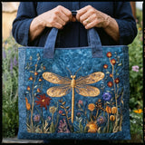 Borsa Trapuntata con Libellula Dorata Ricamata