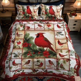 Set di Biancheria da Letto in 3 Pezzi Ispirato alla Natura con Cardinali