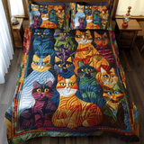 Set di Biancheria da Letto in 3 Pezzi con Gatto Fantasioso